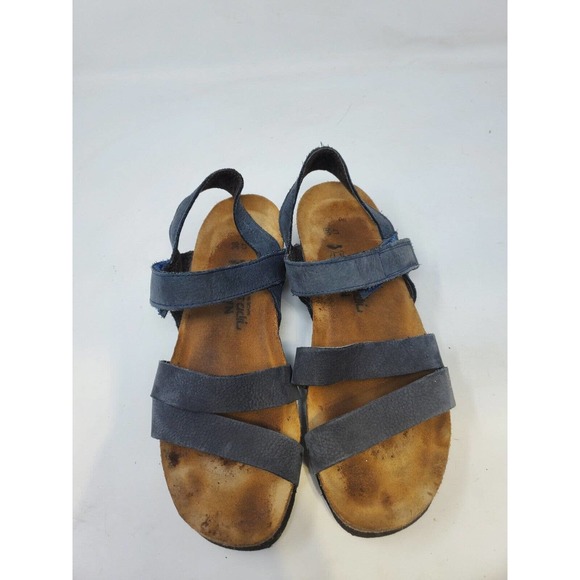 Naot Size 38 Kayla Black Wedge Sandal Comfort Leather Granola Slingback - Picture 3 of 4